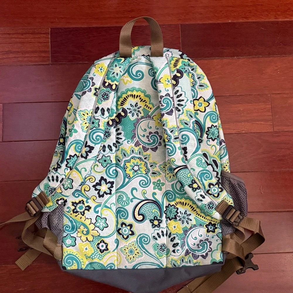 LL Bean Deluxe Book Bag Pack Backpack Travel School Green Teal Nylon Like New